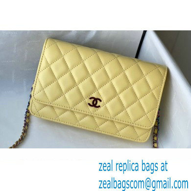 Chanel Rainbow Hardware Wallet on Chain WOC Bag Yellow 2021