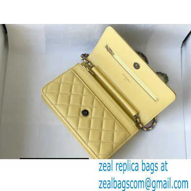 Chanel Rainbow Hardware Wallet on Chain WOC Bag Yellow 2021 - Click Image to Close