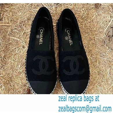 Chanel Tweed and Fabric CC Logo Espadrilles G29762 Black 2022