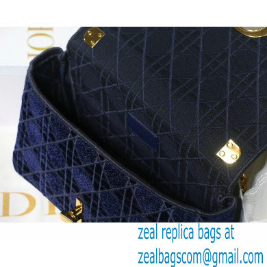 DIOR blue Quilted Macrocannage velvet medium DIOR CARO BAG