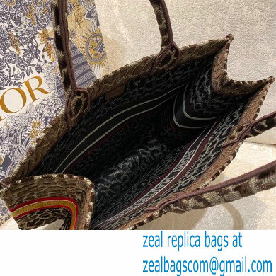 Dior Book Tote Bag in Multicolor Mizza Embroidery Brown 2021 - Click Image to Close