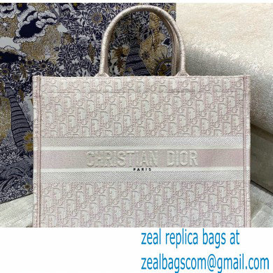 Dior Book Tote Bag in Oblique Embroidery Pale Pink 2021 - Click Image to Close