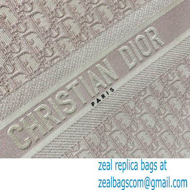 Dior Book Tote Bag in Oblique Embroidery Pale Pink 2021