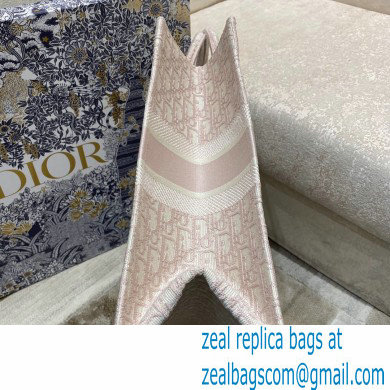 Dior Book Tote Bag in Oblique Embroidery Pale Pink 2021