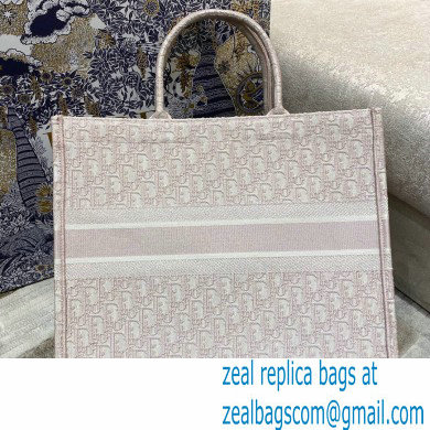 Dior Book Tote Bag in Oblique Embroidery Pale Pink 2021