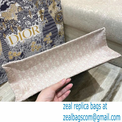 Dior Book Tote Bag in Oblique Embroidery Pale Pink 2021