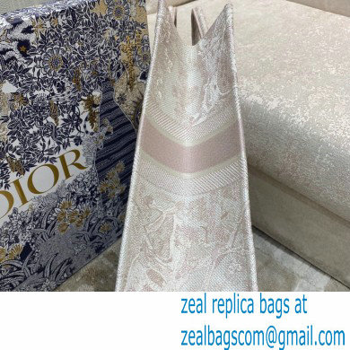 Dior Book Tote Bag in Toile de Jouy Embroidery Pale Pink 2021