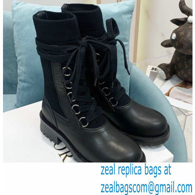 Dior Calfskin and Cotton Diorland Lace-Up Boots Black 2021