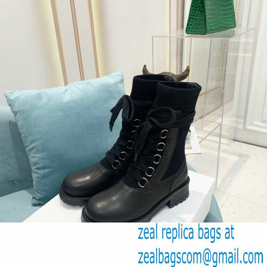 Dior Calfskin and Cotton Diorland Lace-Up Boots Black 2021