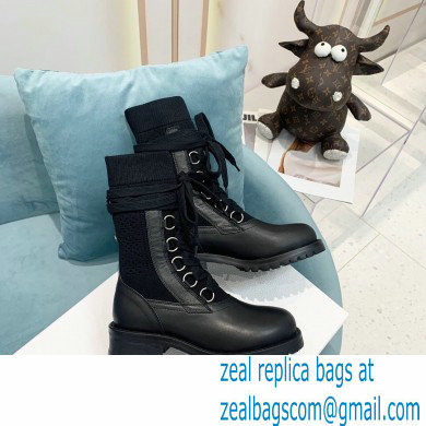 Dior Calfskin and Cotton Diorland Lace-Up Boots Black 2021 - Click Image to Close