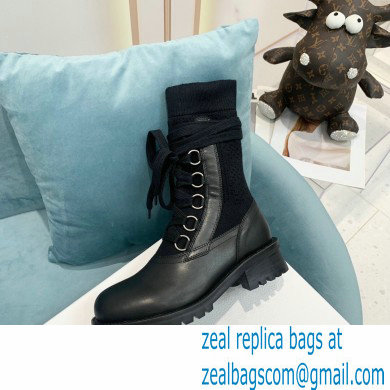 Dior Calfskin and Cotton Diorland Lace-Up Boots Black 2021
