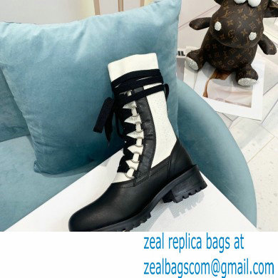 Dior Calfskin and Cotton Diorland Lace-Up Boots Black/White 2021