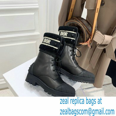 Dior Calfskin and Lambskin Wool D-Major Ankle Boots Black 2021 - Click Image to Close