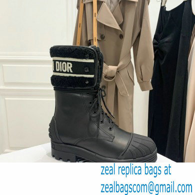 Dior Calfskin and Lambskin Wool D-Major Ankle Boots Black 2021 - Click Image to Close