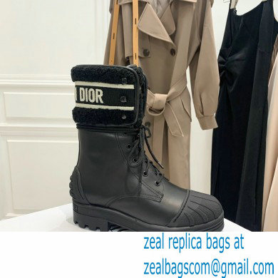 Dior Calfskin and Lambskin Wool D-Major Ankle Boots Black 2021