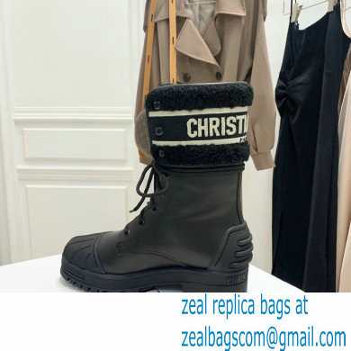 Dior Calfskin and Lambskin Wool D-Major Ankle Boots Black 2021