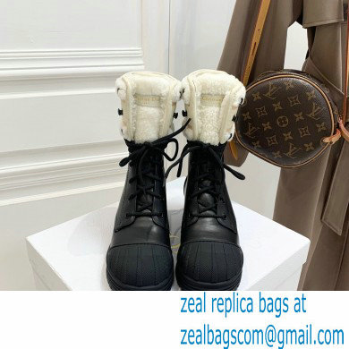 Dior Calfskin and Lambskin Wool D-Major Ankle Boots Black/White 2021 - Click Image to Close