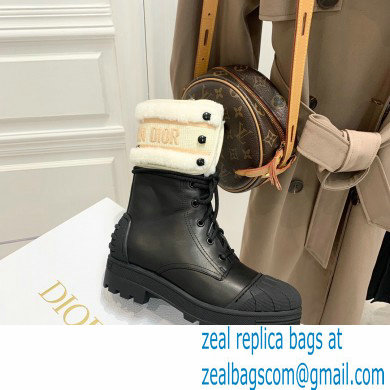 Dior Calfskin and Lambskin Wool D-Major Ankle Boots Black/White 2021 - Click Image to Close