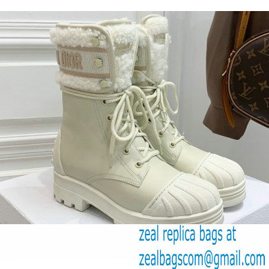 Dior Calfskin and Lambskin Wool D-Major Ankle Boots White 2021 - Click Image to Close