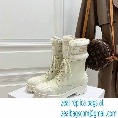 Dior Calfskin and Lambskin Wool D-Major Ankle Boots White 2021 - Click Image to Close