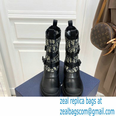 Dior Calfskin and Oblique Ankle Boots Black/Beige 2021