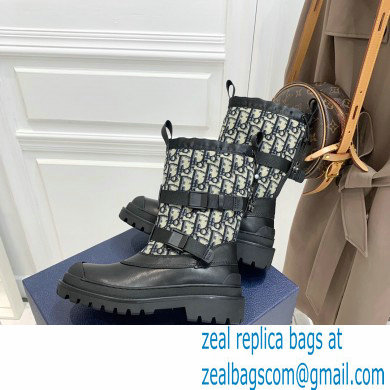 Dior Calfskin and Oblique Ankle Boots Black/Beige 2021