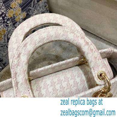 Dior Lady D-Lite Medium Bag in Houndstooth Embroidery Pale Pink 2021
