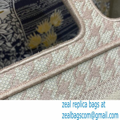 Dior Mini Book Tote Bag in Houndstooth Embroidery Pale Pink 2021 - Click Image to Close