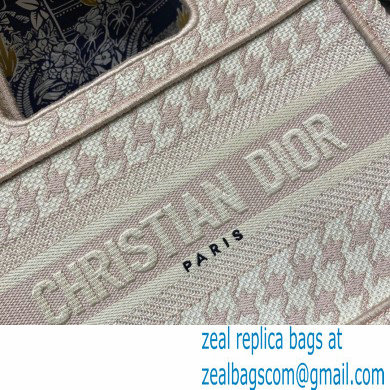 Dior Mini Book Tote Bag in Houndstooth Embroidery Pale Pink 2021