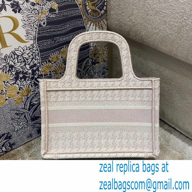 Dior Mini Book Tote Bag in Houndstooth Embroidery Pale Pink 2021 - Click Image to Close