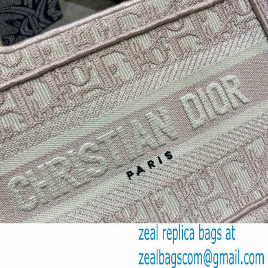 Dior Mini Book Tote Bag in Oblique Embroidery Pale Pink 2021