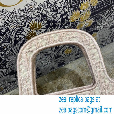 Dior Mini Book Tote Bag in Oblique Embroidery Pale Pink 2021