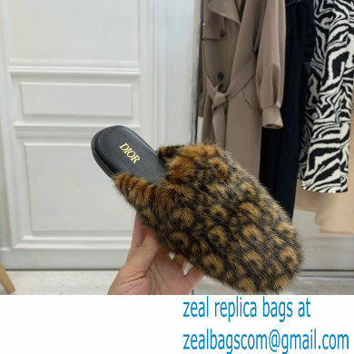 Dior Mink Fur Oblique INDIOR Mules Brown 2021 - Click Image to Close