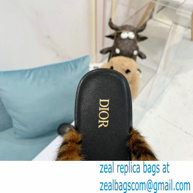 Dior Mink Fur Oblique INDIOR Mules Brown 2021