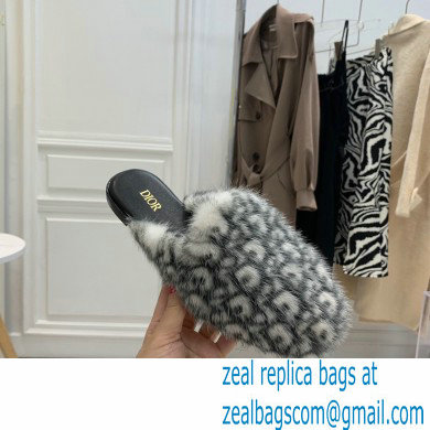 Dior Mink Fur Oblique INDIOR Mules Gray 2021 - Click Image to Close