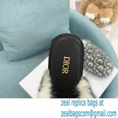 Dior Mink Fur Oblique INDIOR Mules Gray 2021 - Click Image to Close
