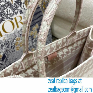 Dior Small Book Tote Bag in Houndstooth Embroidery Pale Pink 2021 - Click Image to Close