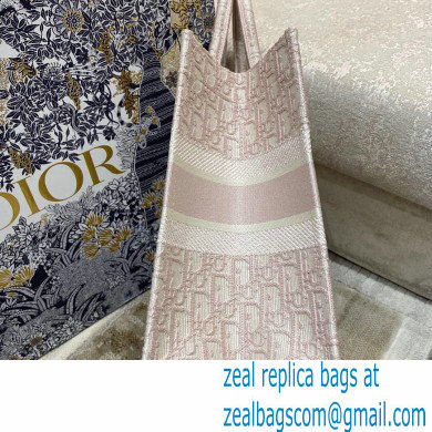 Dior Small Book Tote Bag in Oblique Embroidery Pale Pink 2021 - Click Image to Close
