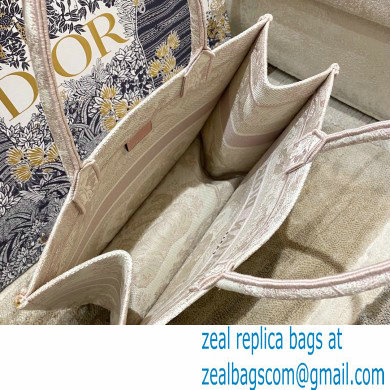 Dior Small Book Tote Bag in Toile de Jouy Embroidery Pale Pink 2021