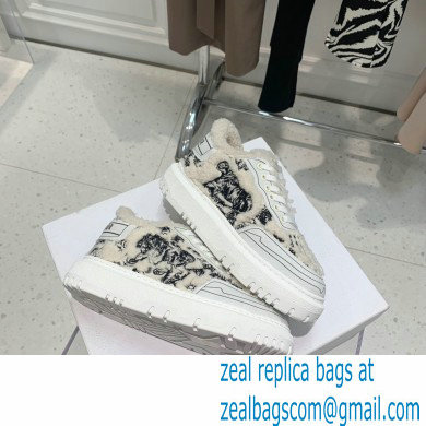 Dior Toile de Jouy Embroidered Natural Shearling Addict Sneakers Black 2021 - Click Image to Close