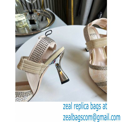 FENDI COLIBRÌ High-heel FF Beaded Slingbacks Beige 2021 - Click Image to Close