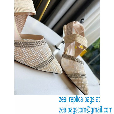 FENDI COLIBRÌ High-heel FF Beaded Slingbacks Beige 2021