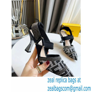 FENDI COLIBRÌ High-heel FF Beaded Slingbacks Black 2021