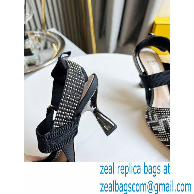 FENDI COLIBRÌ High-heel FF Beaded Slingbacks Black 2021 - Click Image to Close