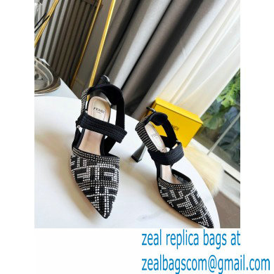 FENDI COLIBRÌ High-heel FF Beaded Slingbacks Black 2021 - Click Image to Close