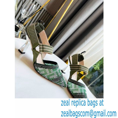 FENDI COLIBRÌ High-heel FF Beaded Slingbacks Green 2021 - Click Image to Close