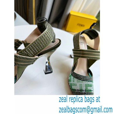 FENDI COLIBRÌ High-heel FF Beaded Slingbacks Green 2021