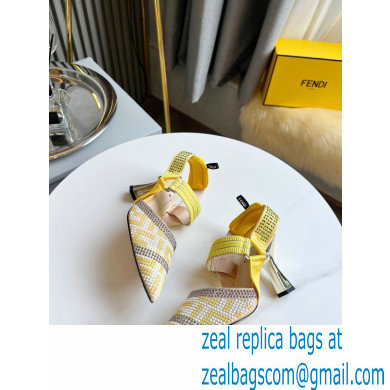 FENDI COLIBRÌ High-heel FF Beaded Slingbacks Yellow 2021 - Click Image to Close