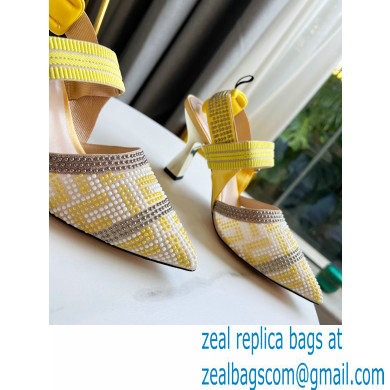 FENDI COLIBRÌ High-heel FF Beaded Slingbacks Yellow 2021