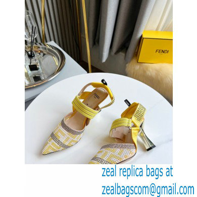 FENDI COLIBRÌ High-heel FF Beaded Slingbacks Yellow 2021